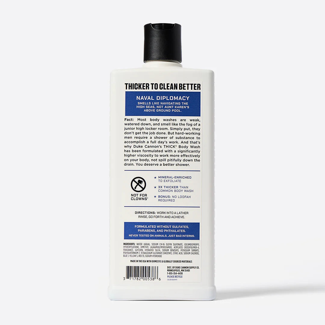 Duke Cannon Naval Diplomacy THICK® Body Wash Ocean Air + Mandarin 18 oz