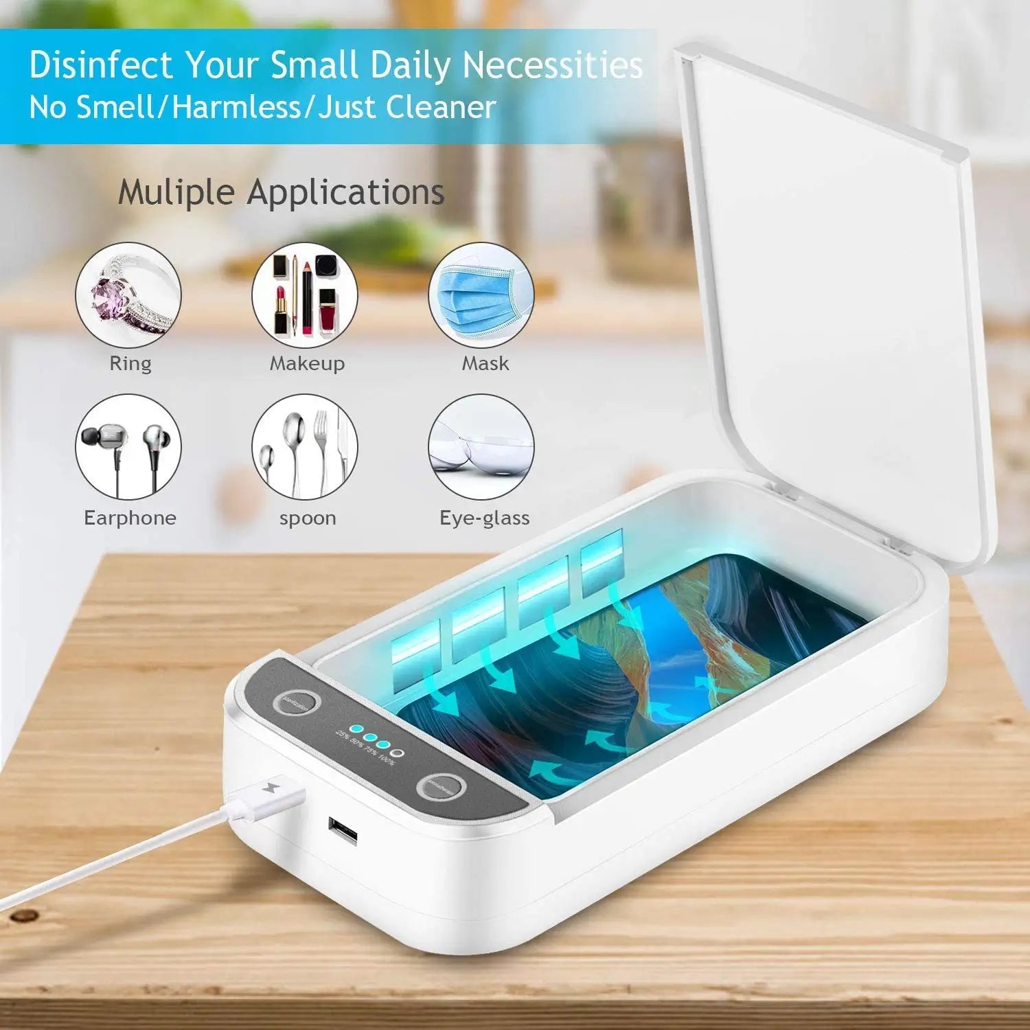 UV Light Sanitizer Box Tweerzers sterilizer Portable UVC Disinfectant  Aroma Function Phone Cleaner for Eyelash Extension Tool