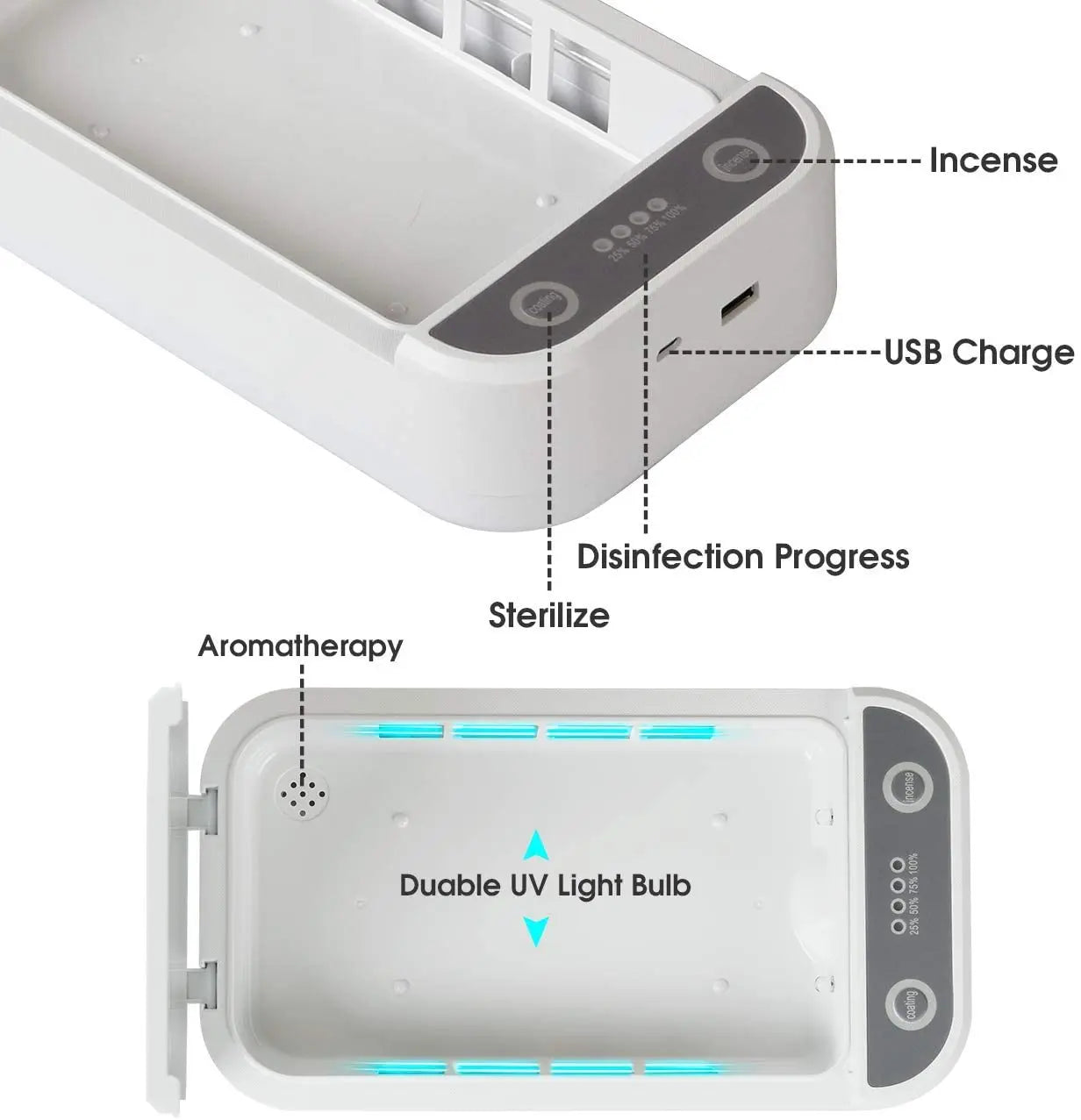 UV Light Sanitizer Box Tweerzers sterilizer Portable UVC Disinfectant  Aroma Function Phone Cleaner for Eyelash Extension Tool
