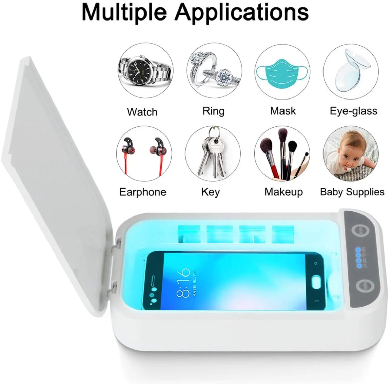 UV Light Sanitizer Box Tweerzers sterilizer Portable UVC Disinfectant  Aroma Function Phone Cleaner for Eyelash Extension Tool