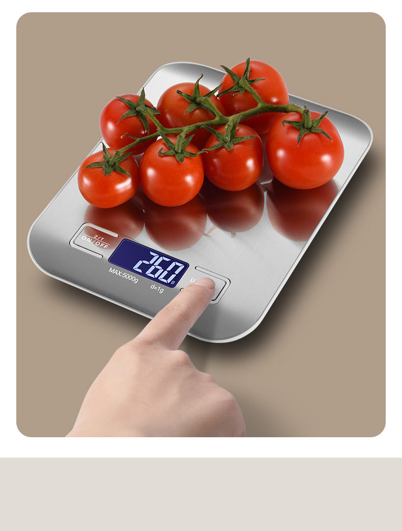 5kg/1g Multifunction Electric Digital Kitchen Food Scale LCD Display, High Precise Waterproff Measuring Scale Stainless Steel