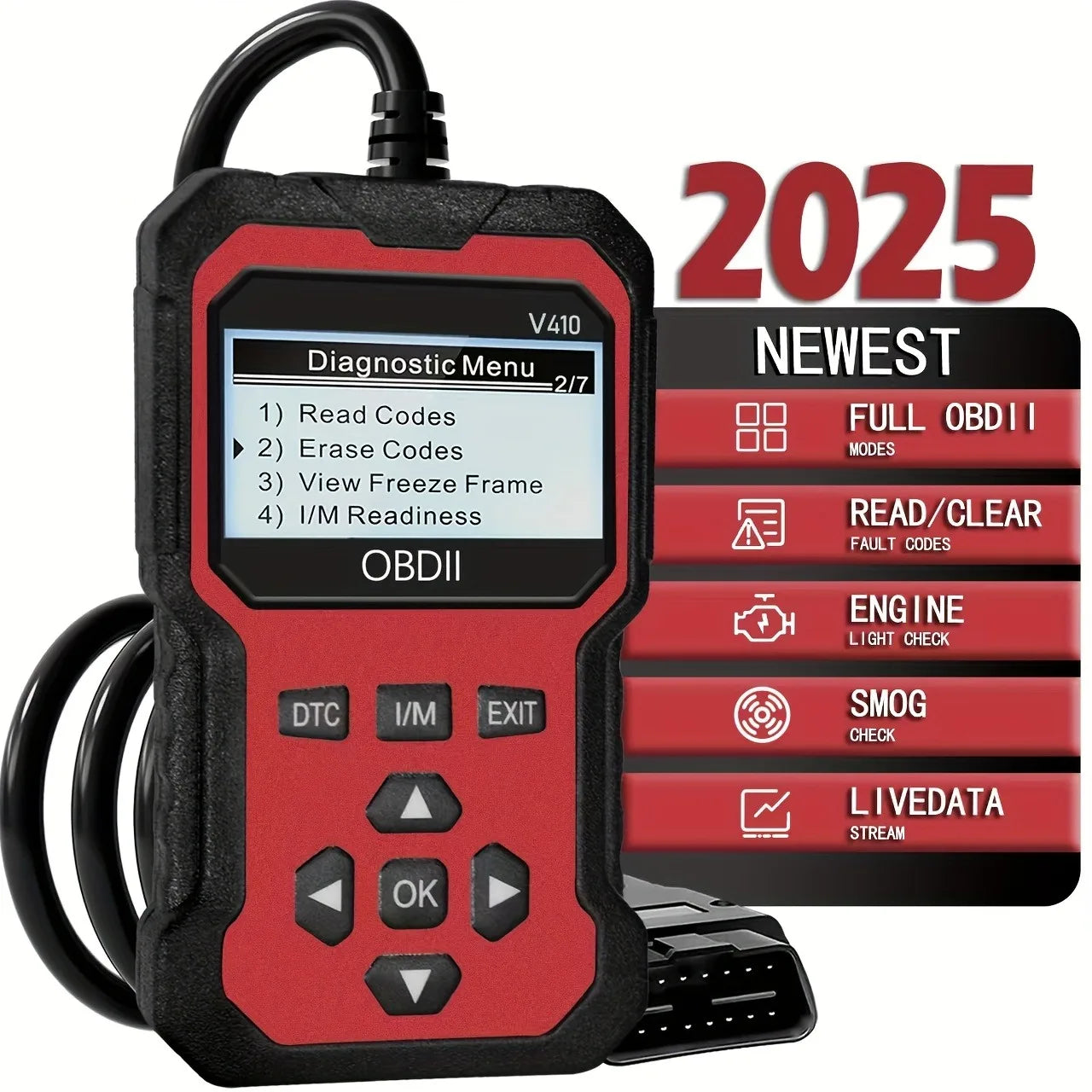 Enhanced Universal Obd Ii Scanner Car Engine Fault Code Reader Can Diagnostic Scan Tool, Reads and Clears Error Codes for 1996 or Later Vehicles.