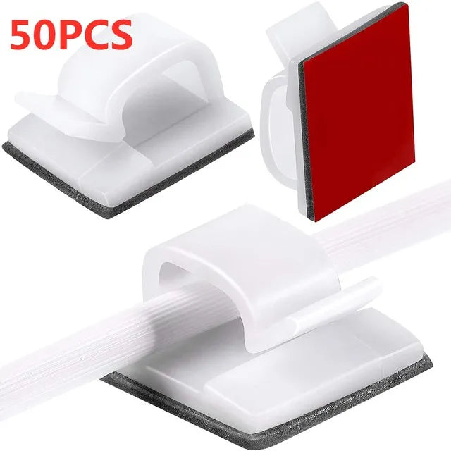 Cable Organizer Clips Wire Winder Holder Cord Protector USB Cable Management Adhesive Hooks Desk Clamp For Car Earphone Mouse