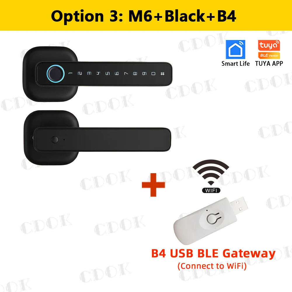 CDOK 2025 New M6 Tuya Bluetooth smart lock, door lock, fingerprint lock, password lock, multiple unlocking methods