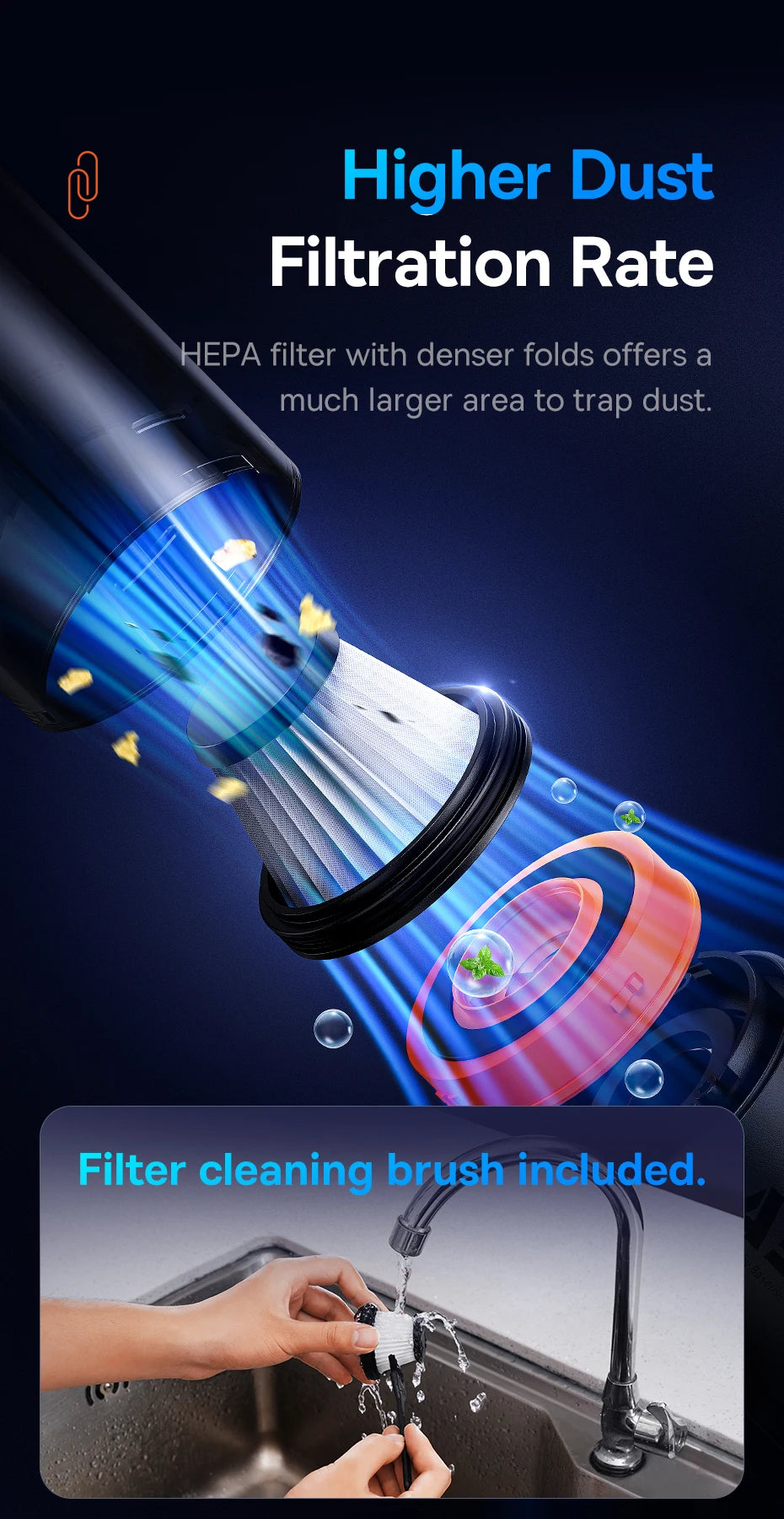 Baseus A5 16000Pa Wireless Car Vacuum Cleaner Powerful Portable Handheld Automotive Mini Vacuum Cleaner For Car Home PC Machine