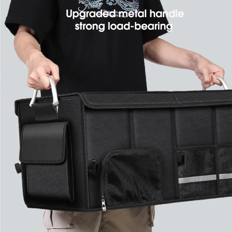 Portable Foldable Trunk Storage Box Waterproof Oxford Cloth 92L Large-Capacity Car Organizer for Camping Fishing