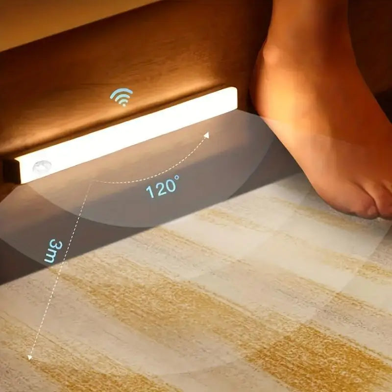 2PCS Wireless motion-sensor LED light bar, rechargeable magnetic night light corridor kitchen cabinet stairs hallway wardrobe