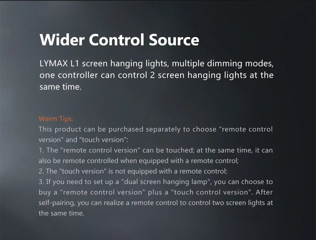 Youpin LYMAX Desk Lamp Screen bar Display Hanging Light Eyes Protection PC Computer Monitor Light Bar Wireless Remote Control
