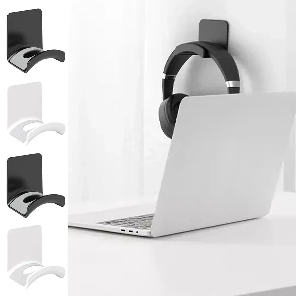 Universal Headphone Stand Adhensive Plastic Wall Mount Hanger Under Desk Headset Rack Holder Support for Gaming Earphone Bracket