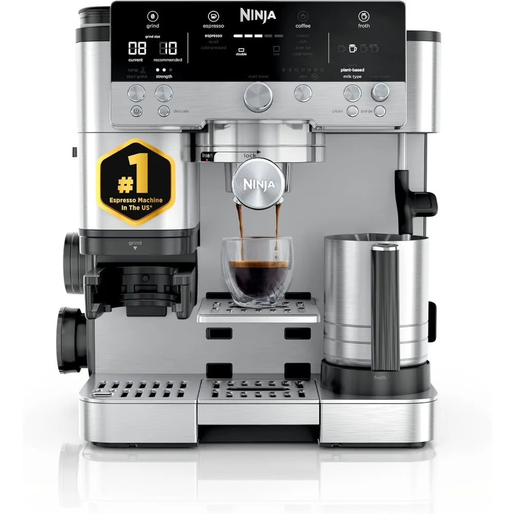 Ninja Luxe Café 3-in-1 Espresso, Drip Coffee and Cold Brew Machine | Intergrated Coffee Grinder, Milk Frother, Assisted Tamper &