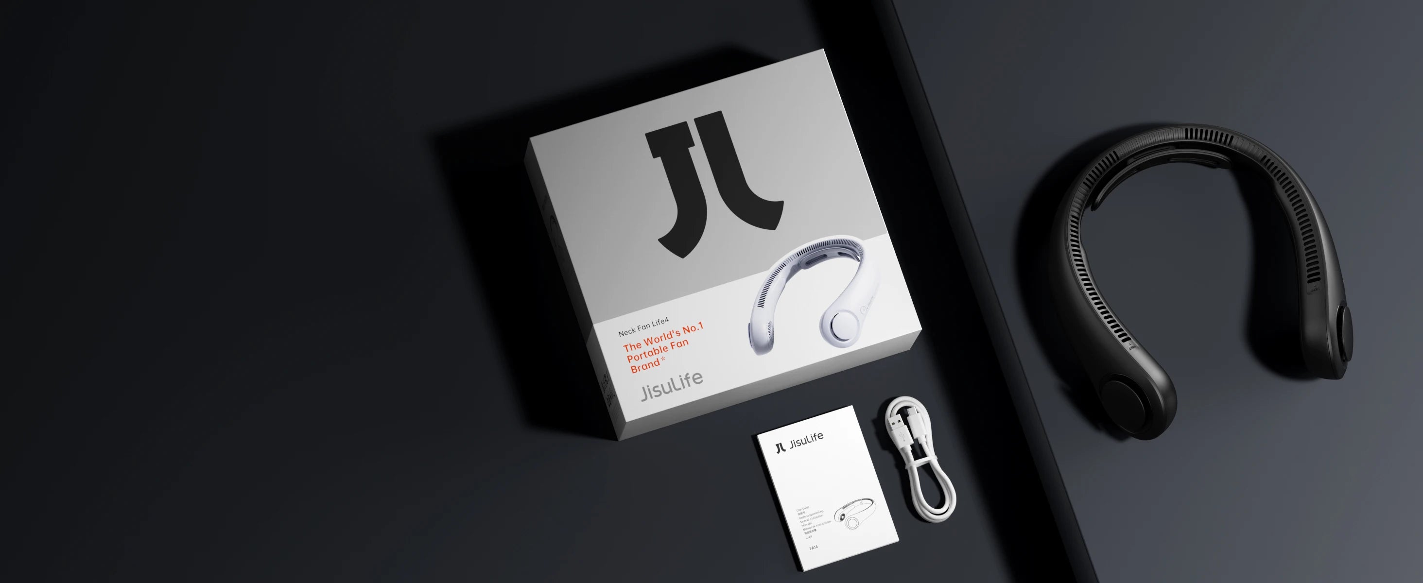 JISULIFE Portable Neck Fan Upgraded, 5000mAh Battery, Necksupport, 5 Speeds Gears Adjustment, Outdoor Wearable Hands-Free Fan