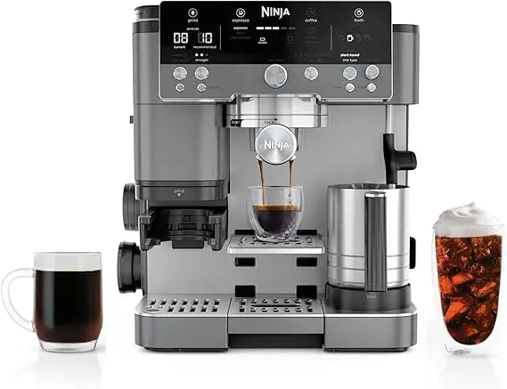 Ninja Luxe Café 3-in-1 Espresso, Drip Coffee and Cold Brew Machine | Intergrated Coffee Grinder, Milk Frother, Assisted Tamper &