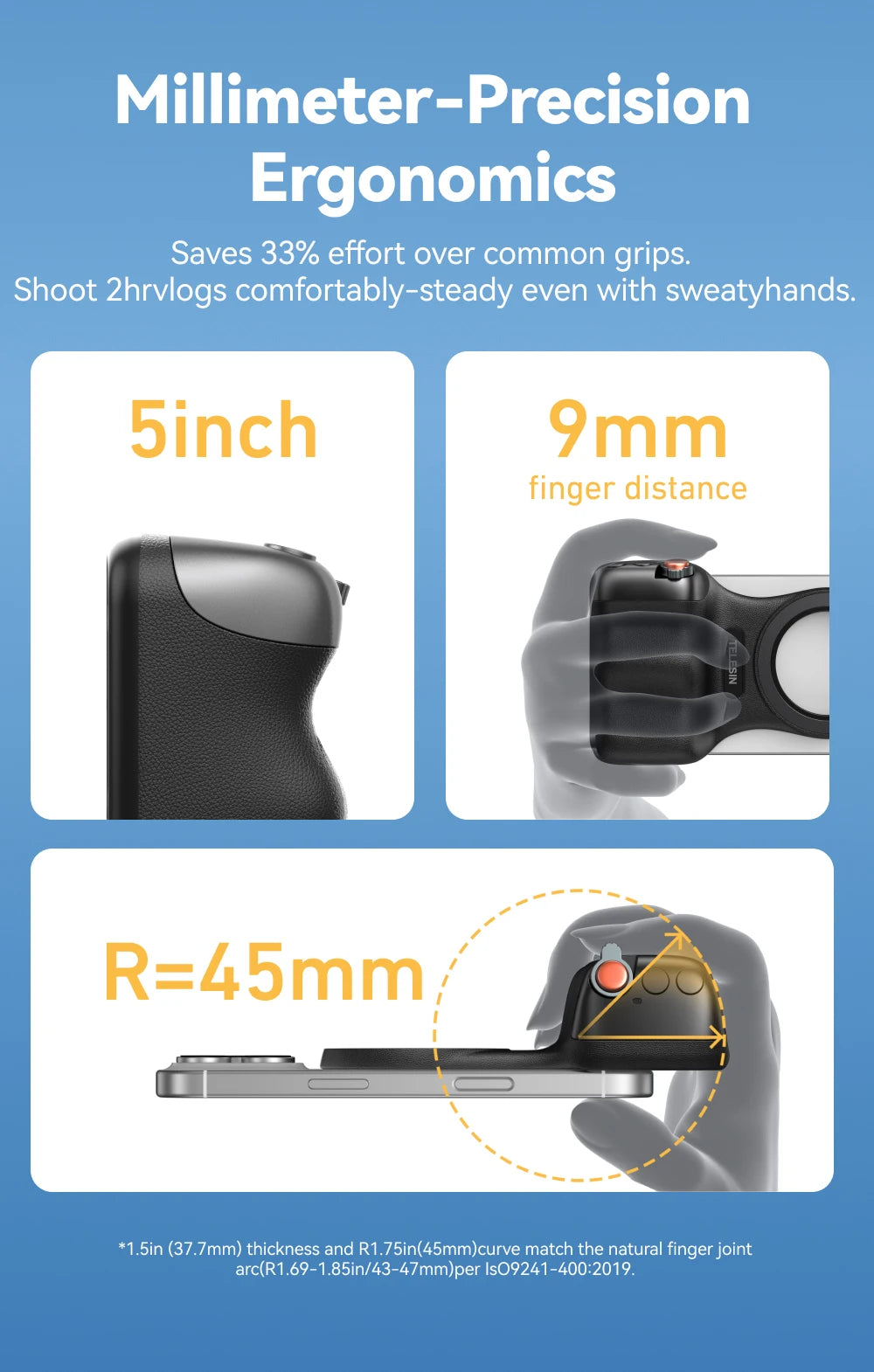 TELESIN Fun Shot Phone Camera Shoot Hand Grip Magnetic Phone Holder Shooting Aid Remote Control Handle for iPhone & Android