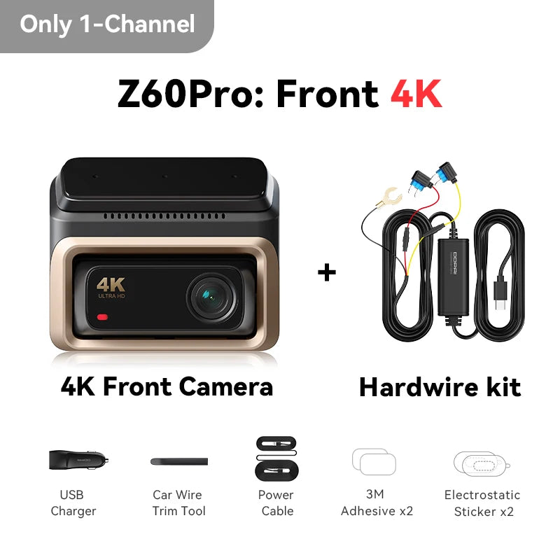 DDPAI 4K Dash Cam Z60 Pro Support Rear and Interior Car Camera SONY STARVIS2 Sensor 24h Parking 5GHz Wi-Fi ADAS GPS 4G Car DVR