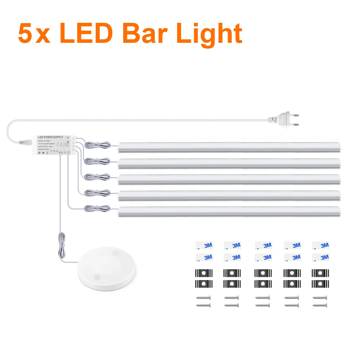 1-6PCS Set LED Cabinet Bar Lamps EU 220V Integrated Lighting With Dimmable Touch/Hand Sweep Sensor Switch 25mm Board Penetrable