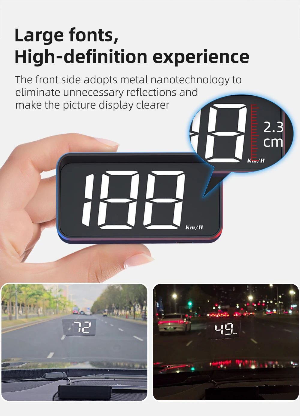 HD Car Head up Display M2 GPS Speedometer KM/H Digital HUD Windshield Projector Universal Auto Electronics Accessory