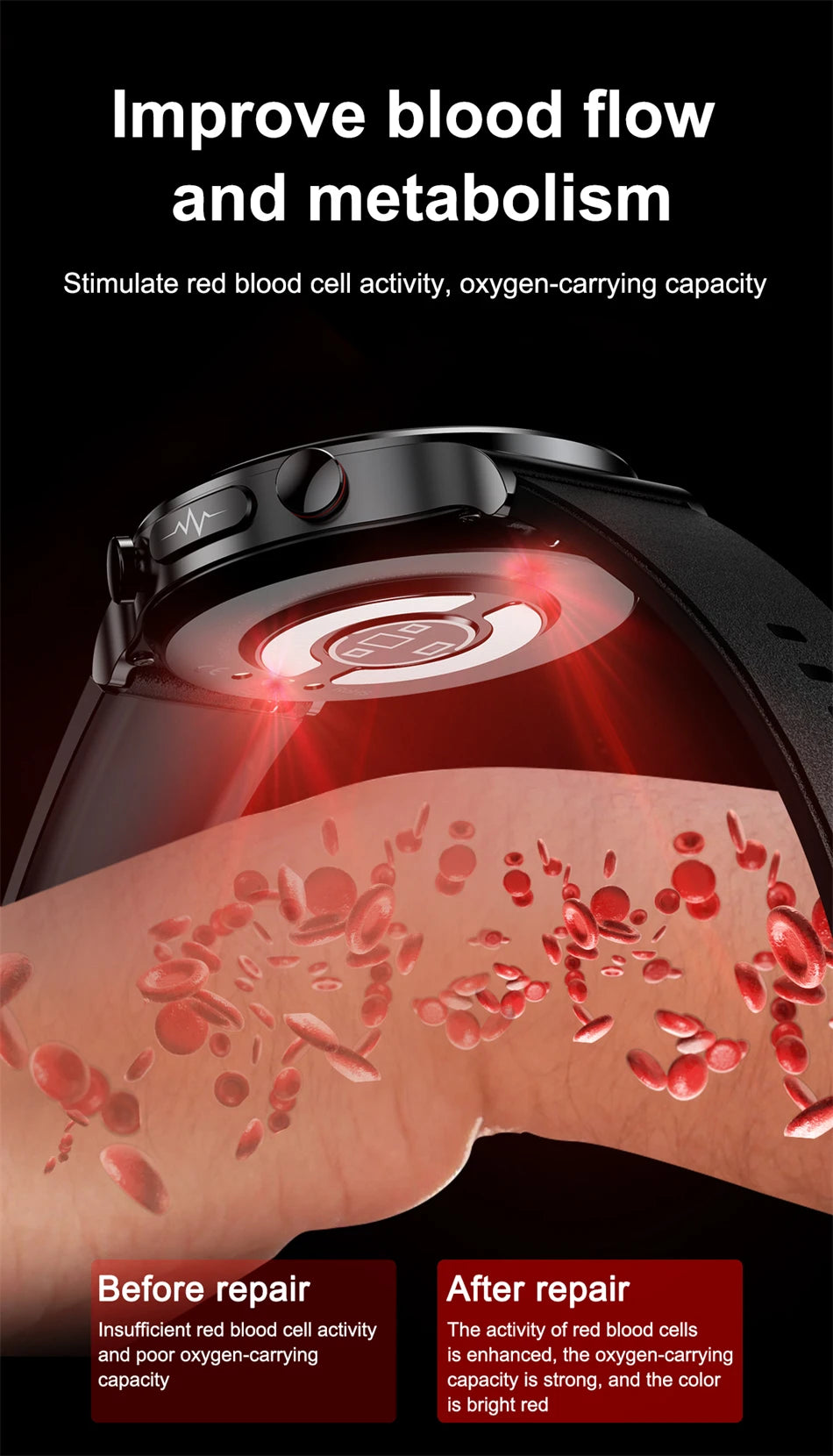 2025 New Laser Treatment Three High Smart Watch Men ECG PPG Heart Rate Health Tracker Smart Watches GUHUAVMI IOS Sleep Monitor