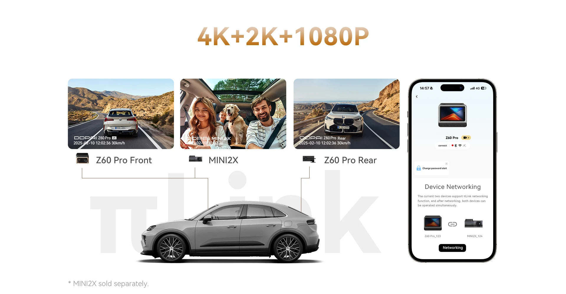 DDPAI 4K Dash Cam Z60 Pro Support Rear and Interior Car Camera SONY STARVIS2 Sensor 24h Parking 5GHz Wi-Fi ADAS GPS 4G Car DVR