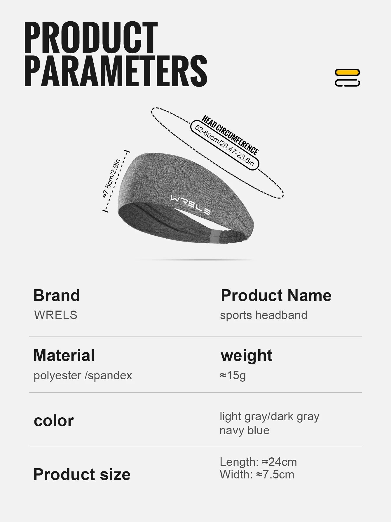 WRELS Sports Headbands Moisture Wicking Sweatbands for Running Breathable Headbands Elastic Non Slip Hairband for Women and Men