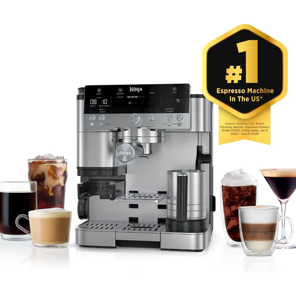 Ninja Luxe Café 3-in-1 Espresso, Drip Coffee and Cold Brew Machine | Intergrated Coffee Grinder, Milk Frother, Assisted Tamper &
