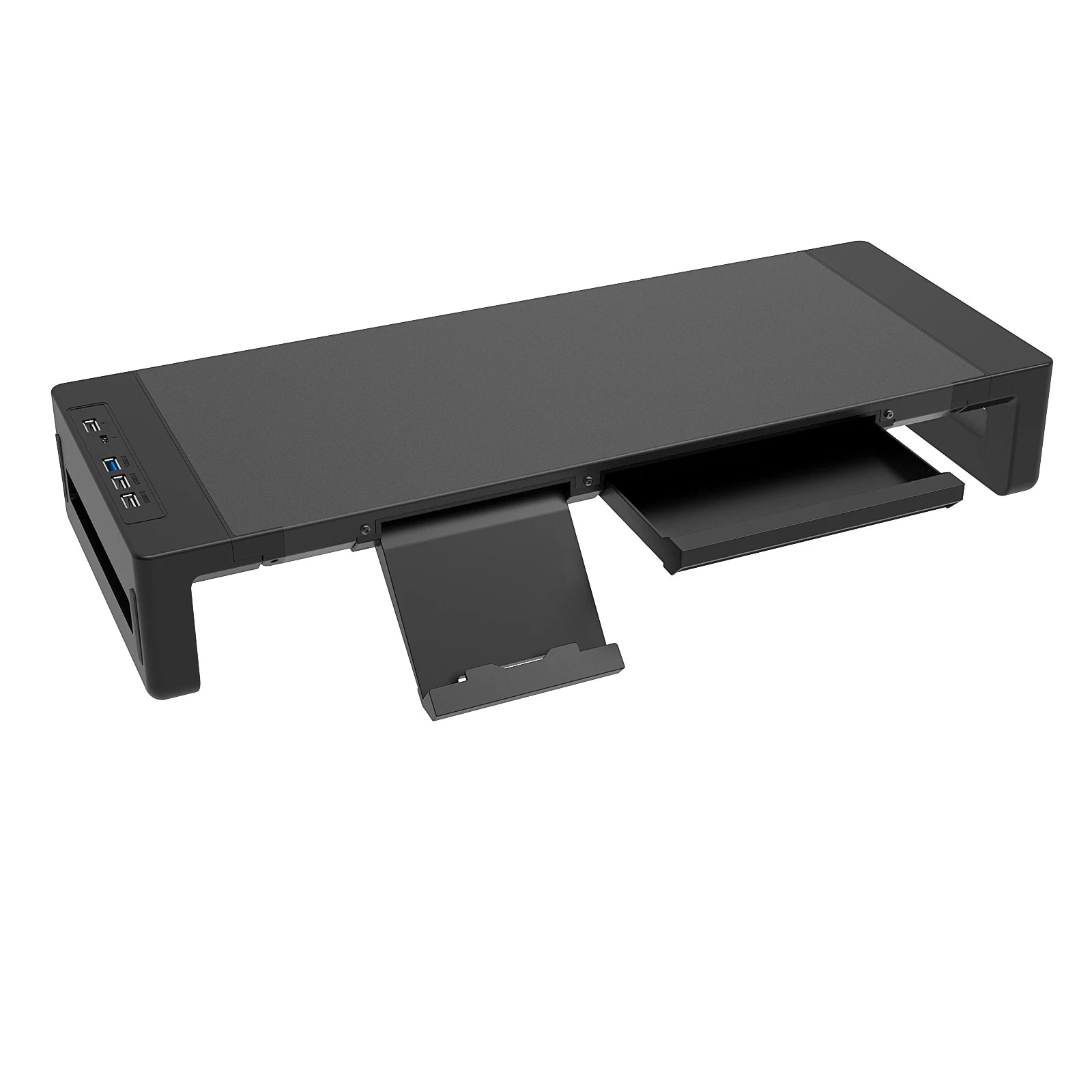 Monitor Stand Riser, With Foldable, Height Adjustable Computer Stand, Desk Shelf Riser with Storage Drawer &Tablet Phone