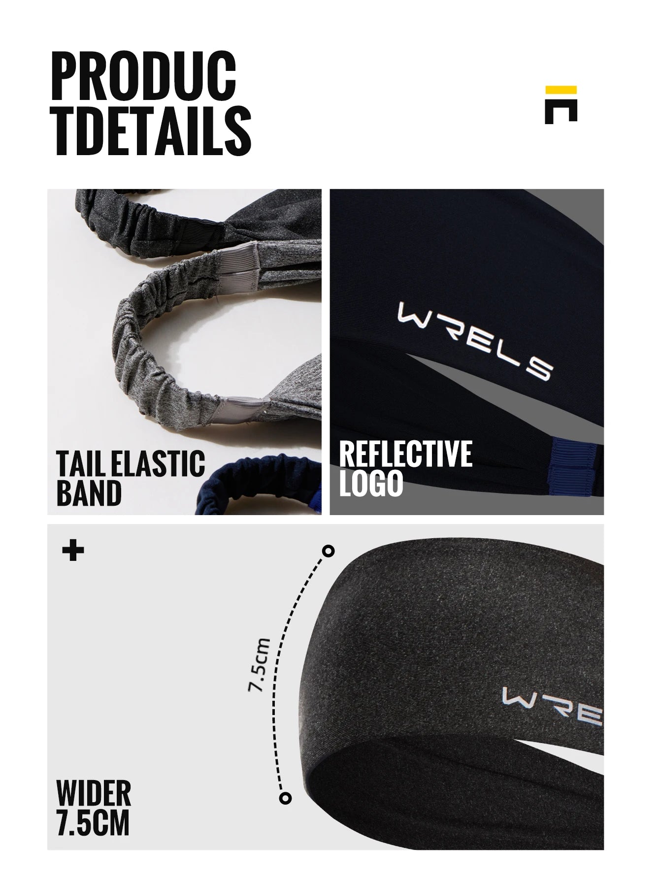 WRELS Sports Headbands Moisture Wicking Sweatbands for Running Breathable Headbands Elastic Non Slip Hairband for Women and Men