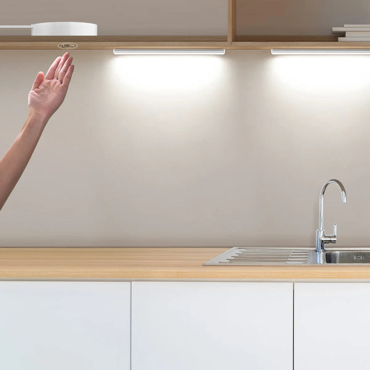 1-6PCS Set LED Cabinet Bar Lamps EU 220V Integrated Lighting With Dimmable Touch/Hand Sweep Sensor Switch 25mm Board Penetrable