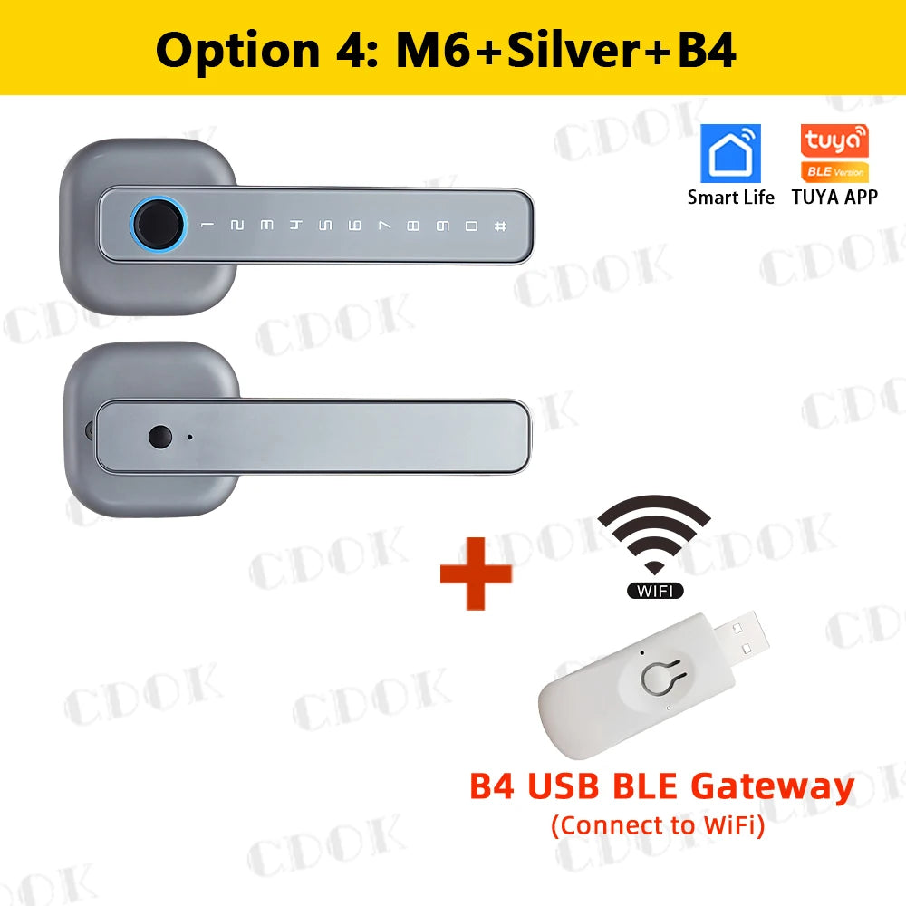 CDOK 2025 New M6 Tuya Bluetooth smart lock, door lock, fingerprint lock, password lock, multiple unlocking methods