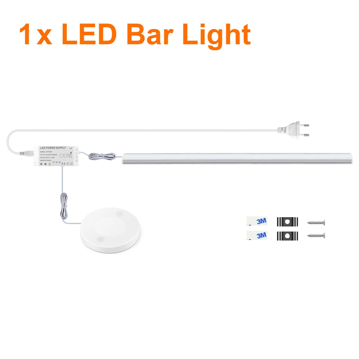 1-6PCS Set LED Cabinet Bar Lamps EU 220V Integrated Lighting With Dimmable Touch/Hand Sweep Sensor Switch 25mm Board Penetrable