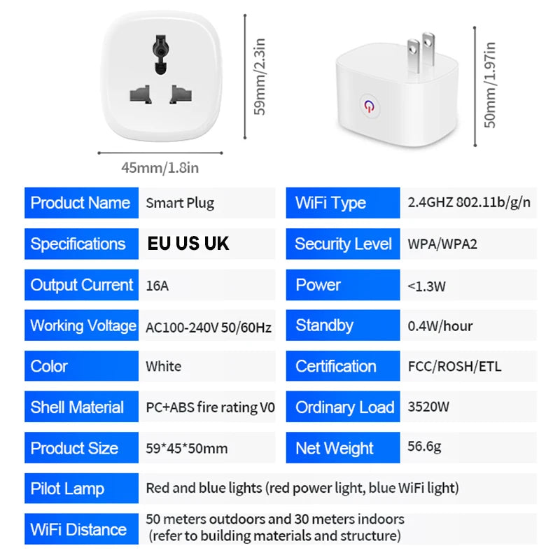 Zigbee Smart Plug 16A EU US UK Plug Energy Monitor Remote Control Timer Alexa Google Home for Electrical Sockets with Control