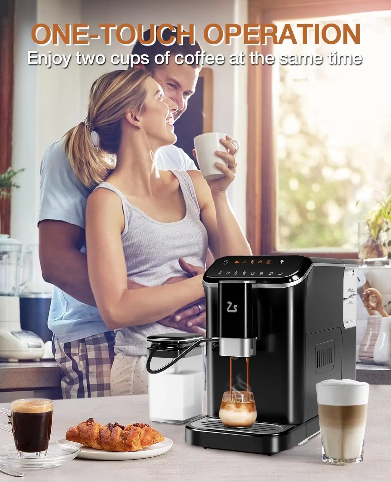 20-Bar Espresso Maker With Bean Grinder Professional Coffee Machine With Milk Frother & 1.5l Water Tank For Coffee Lovers