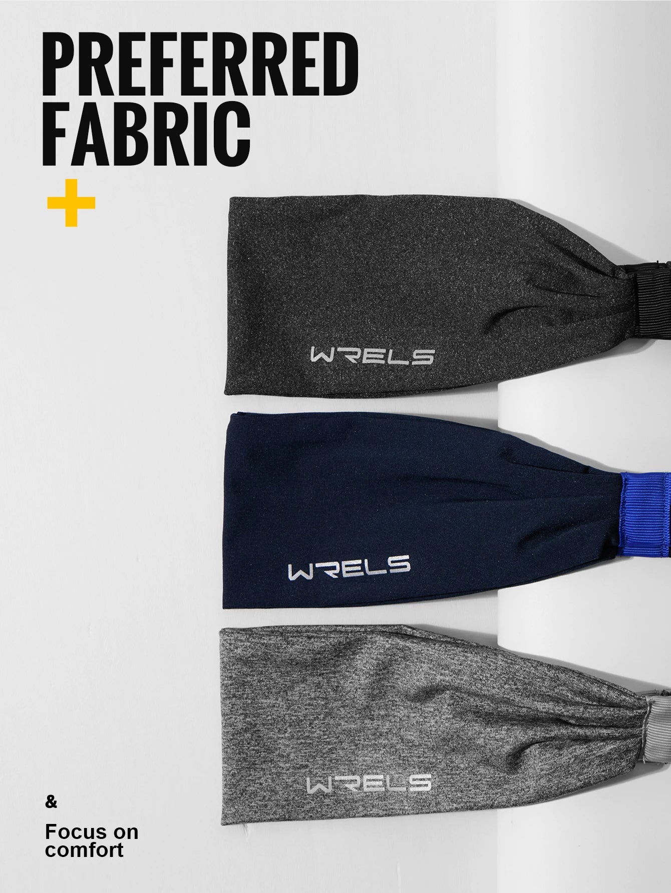 WRELS Sports Headbands Moisture Wicking Sweatbands for Running Breathable Headbands Elastic Non Slip Hairband for Women and Men