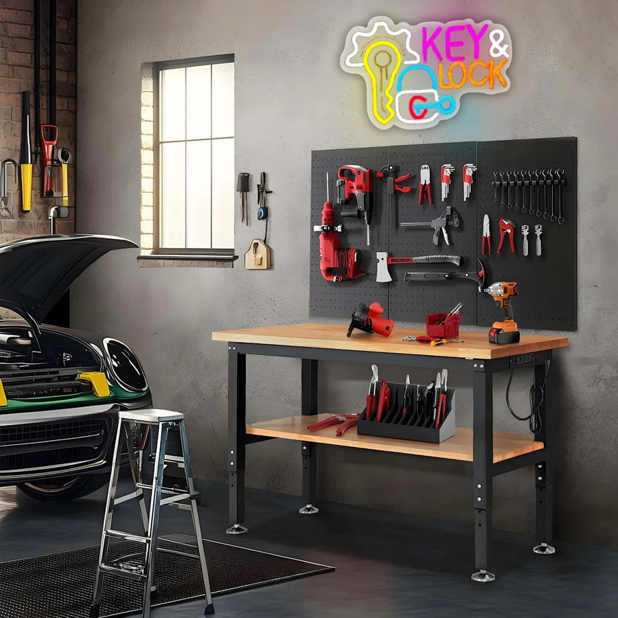 Key and Lock Neon Sign for Wall Decor,USB LED Neon Light for Business Locksmith Shop Security Store Car Dealership Rental Home