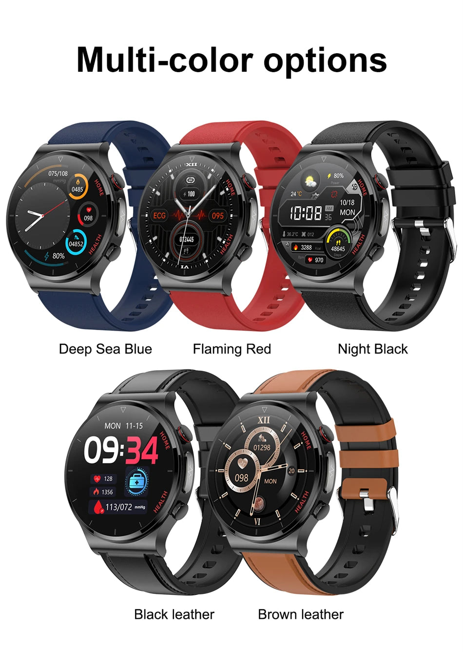 2025 New Laser Treatment Three High Smart Watch Men ECG PPG Heart Rate Health Tracker Smart Watches GUHUAVMI IOS Sleep Monitor