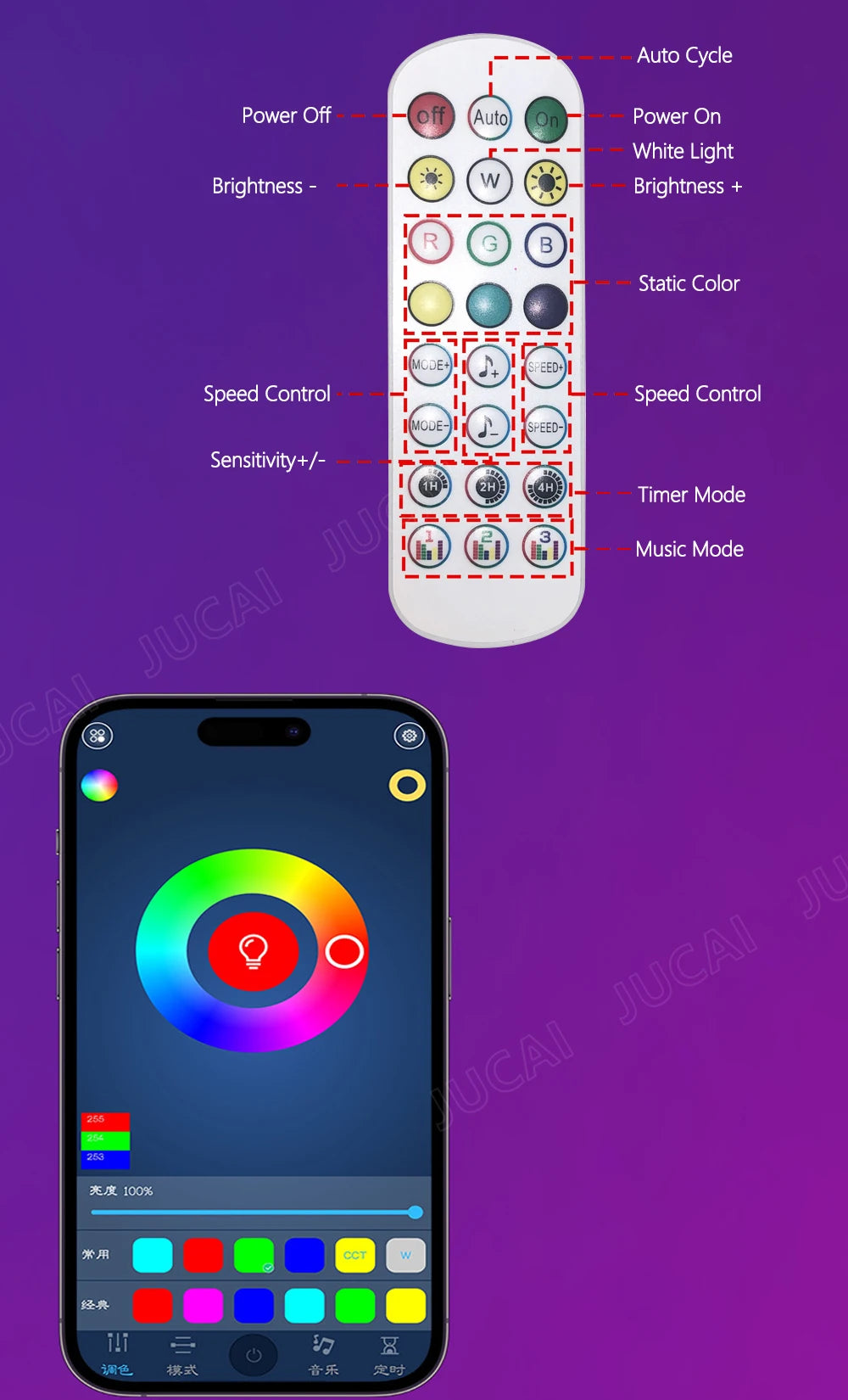 Splicing Light DIY Atmosphere Light RGB Smart Wall Light Voice Control Lamp for Esports Room Bedroom Bar Decoration Night Light