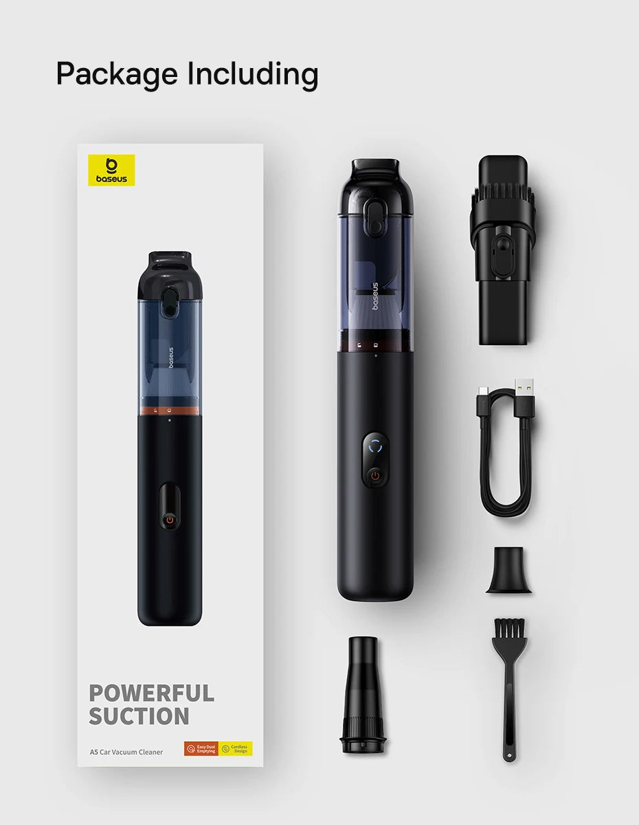 Baseus A5 16000Pa Wireless Car Vacuum Cleaner Powerful Portable Handheld Automotive Mini Vacuum Cleaner For Car Home PC Machine