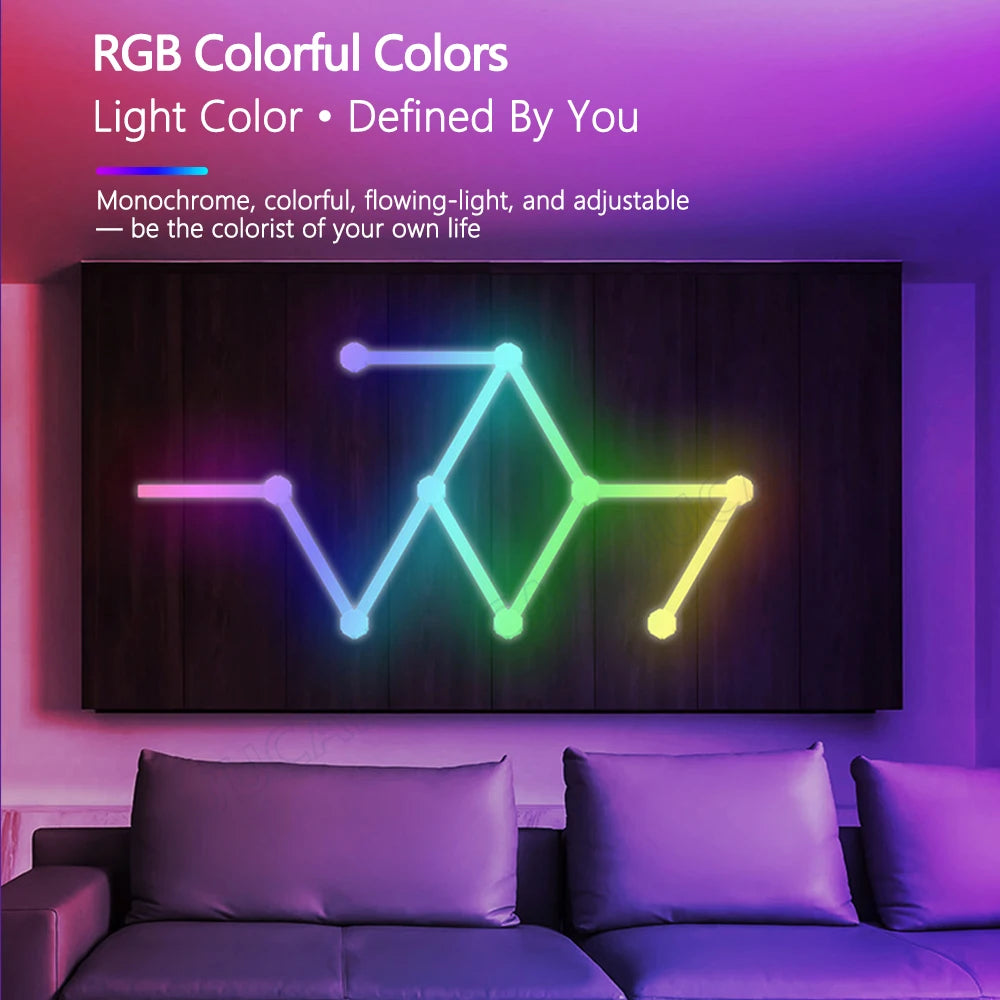 Splicing Light DIY Atmosphere Light RGB Smart Wall Light Voice Control Lamp for Esports Room Bedroom Bar Decoration Night Light