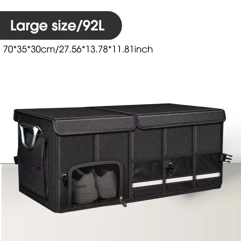 Portable Foldable Trunk Storage Box Waterproof Oxford Cloth 92L Large-Capacity Car Organizer for Camping Fishing