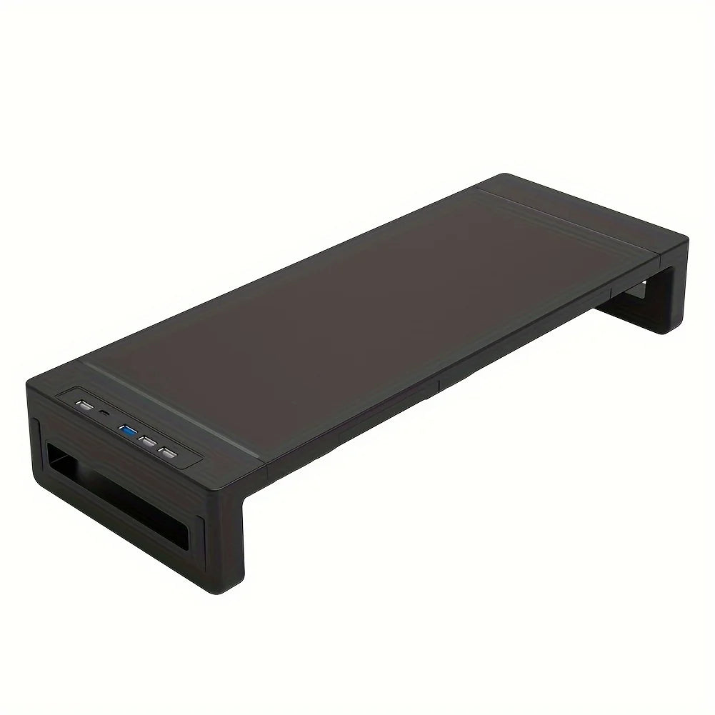 Monitor Stand Riser, With Foldable, Height Adjustable Computer Stand, Desk Shelf Riser with Storage Drawer &Tablet Phone