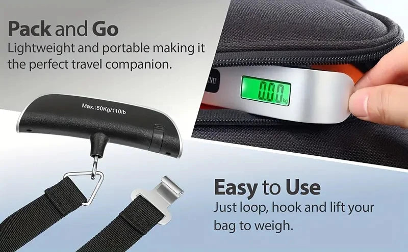 110lb/50kg Portable Scale Digital LCD Display Electronic Luggage Hanging Suitcase Travel Weighs Baggage Bag Weight Balance Tools