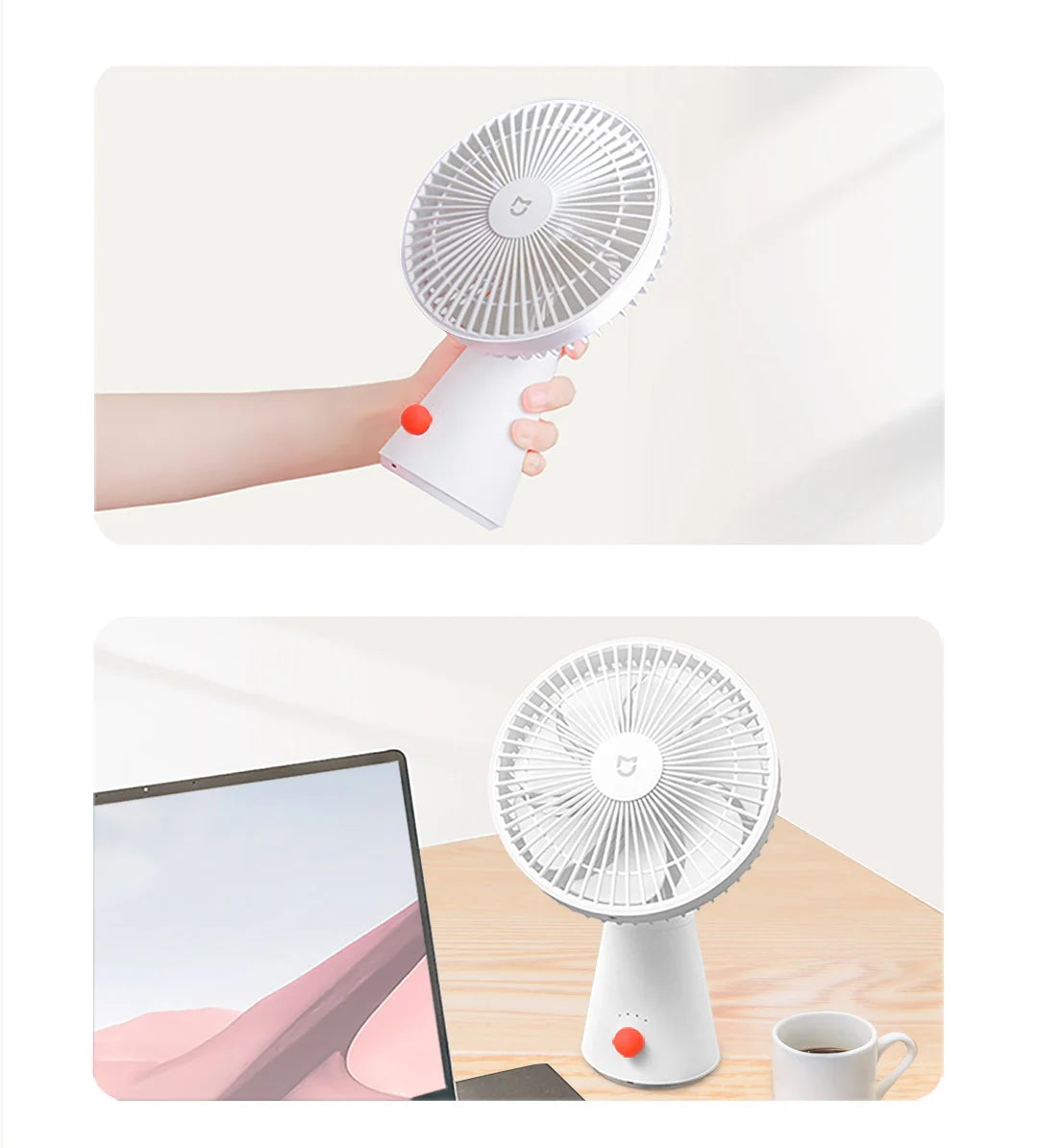 MIJIA Desktop Mobile Fan，Desktop Handheld Two In One，Universal Type-C Charging Port，18.5 - Hour Ultra - Long Battery Life