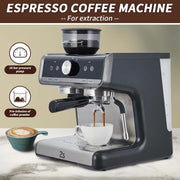Espresso Machine with Grinder, Professional Espresso Maker with Milk Frother Steam Wand, 20 Bar Barista Cappuccino Machine,1450W