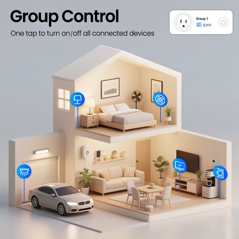 Zigbee Smart Plug 16A EU US UK Plug Energy Monitor Remote Control Timer Alexa Google Home for Electrical Sockets with Control