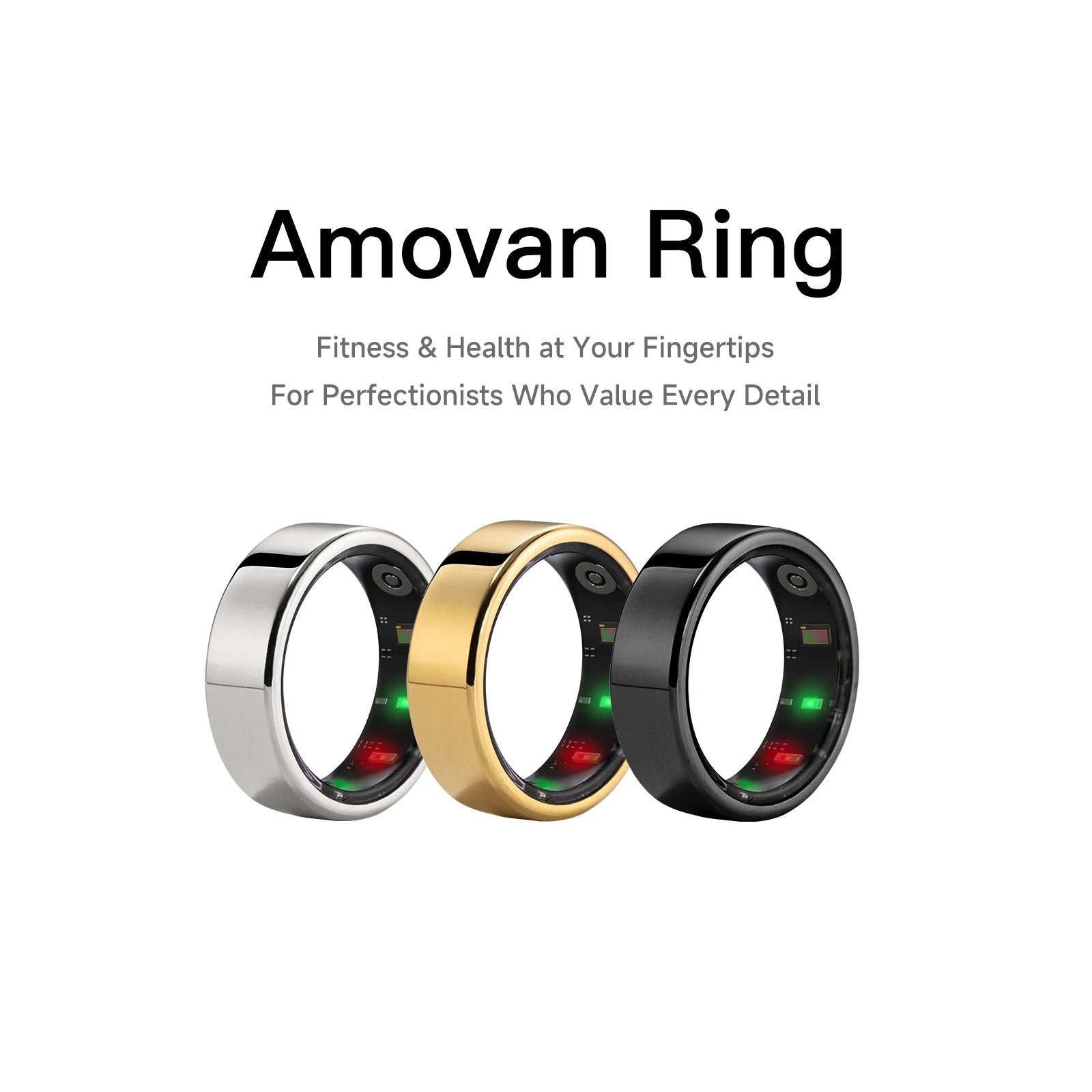 Amovan Nova Smart Ring Premium Quality GPS Sports Heart Rate Blood Oxygen Stress Sleep Temperature Monitor Meditation Ring