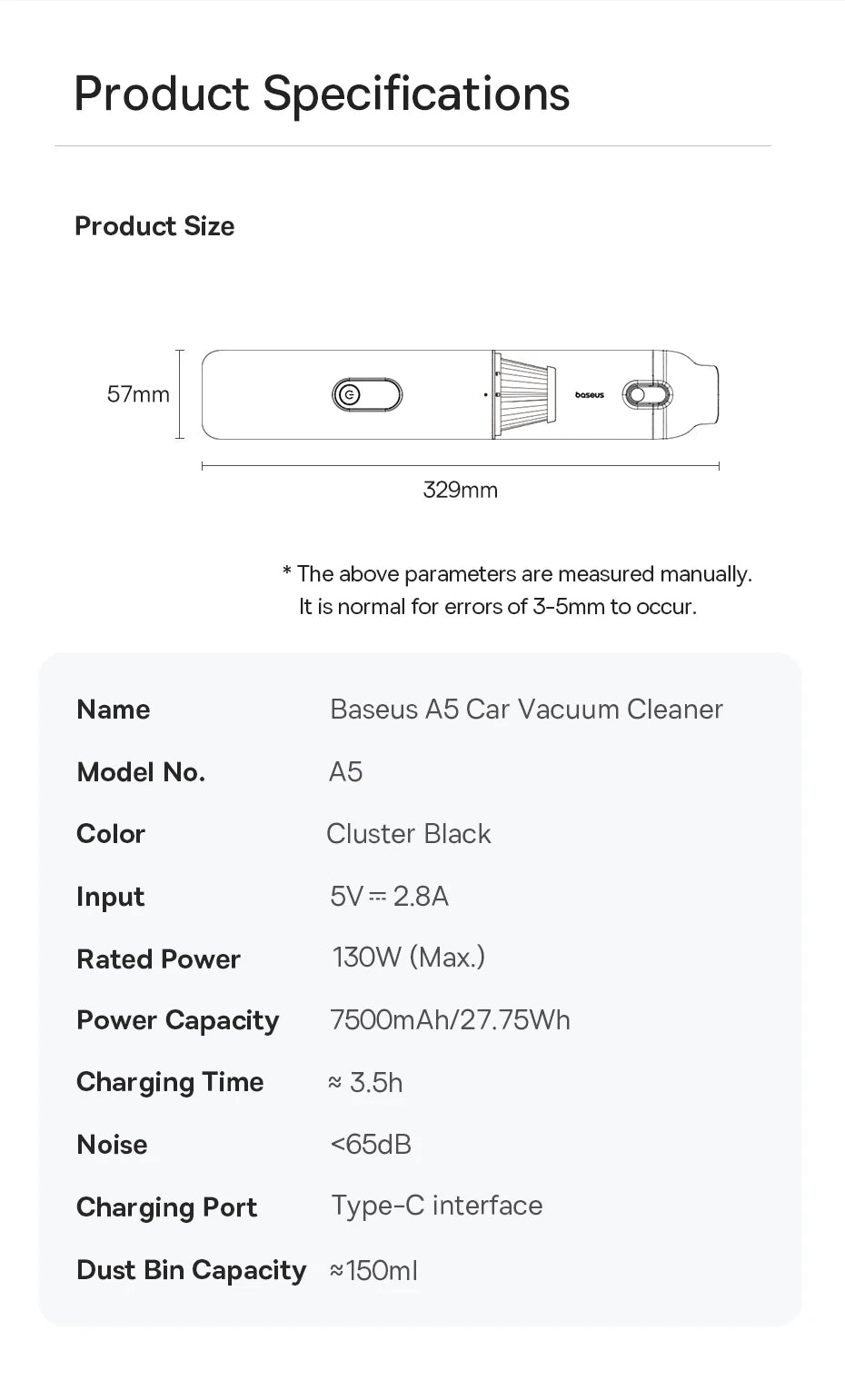 Baseus A5 16000Pa Wireless Car Vacuum Cleaner Powerful Portable Handheld Automotive Mini Vacuum Cleaner For Car Home PC Machine