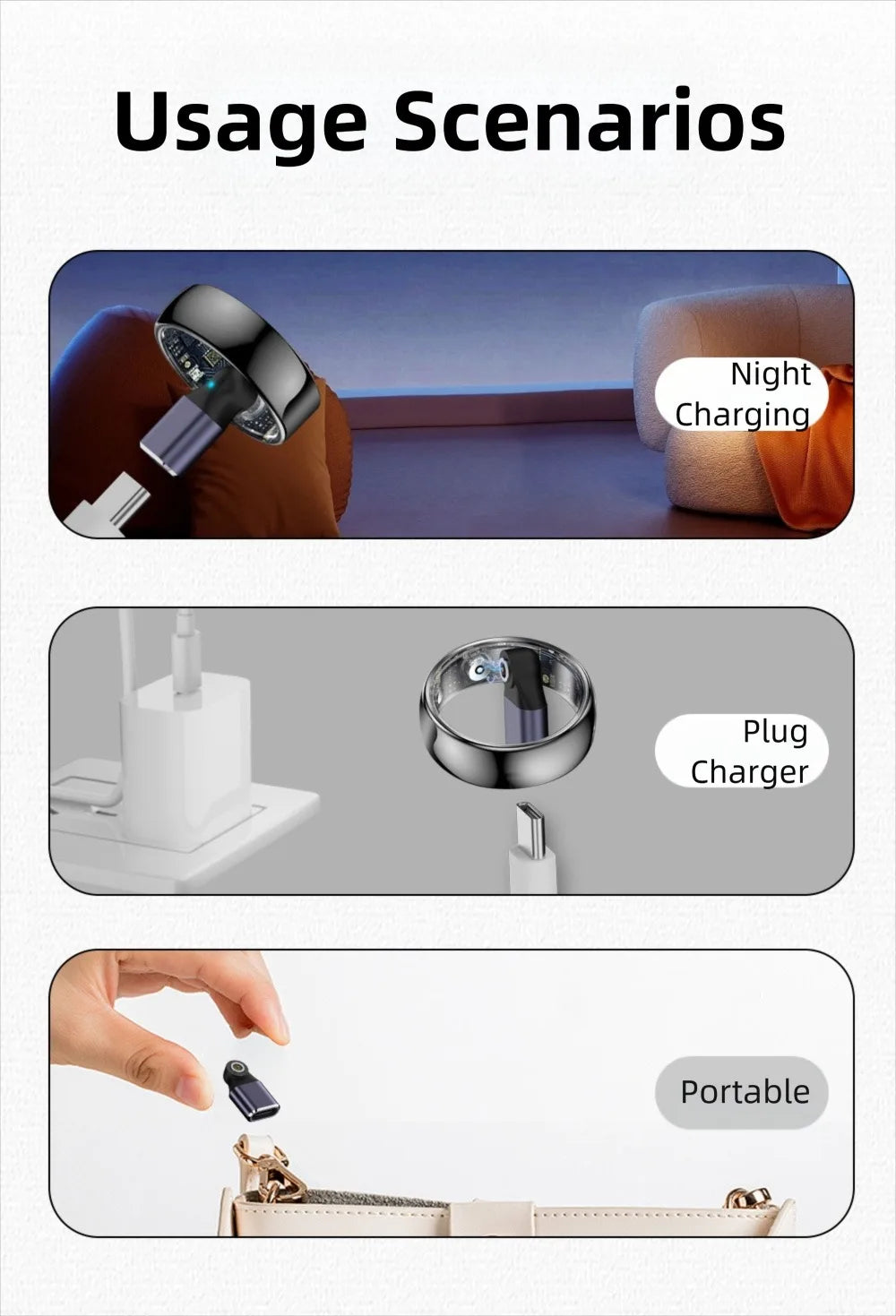 with Indicator Light Smart Ring Charging Converter Universal Short Circuit Protection Fitness Tracker Charger Connector