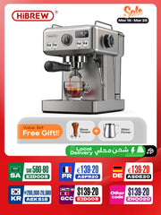 HiBREW 20Bar Semi Automatic Espresso Coffee Machine Temperature Adjustable 58mm Portafilter Cold/Hot Coffee Maker Metal CaseH10A