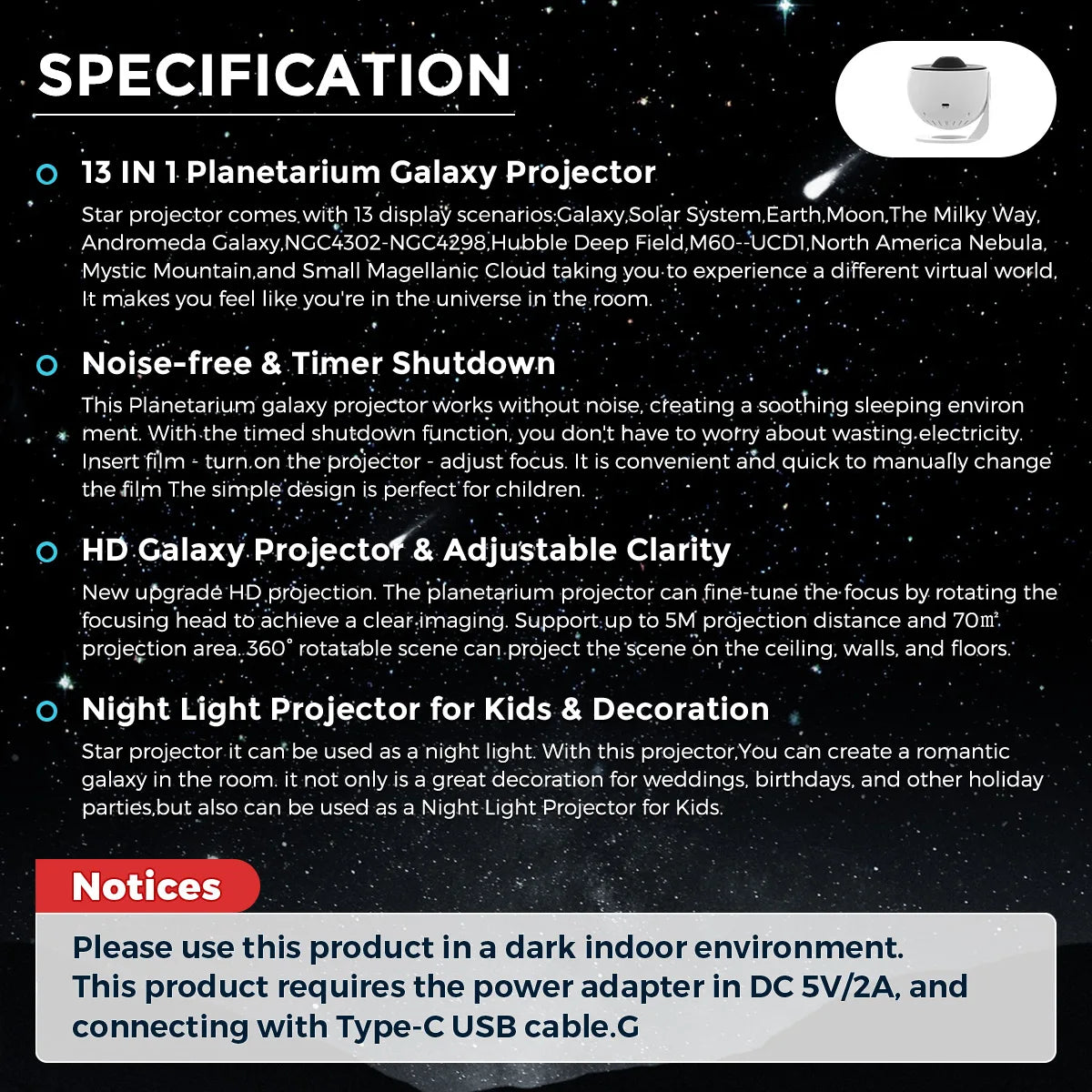 13  in 1 Star Projector, Planetarium Galaxy Projector for Bedroom, Aurora Projector, Night Light Projector for Kids Adults
