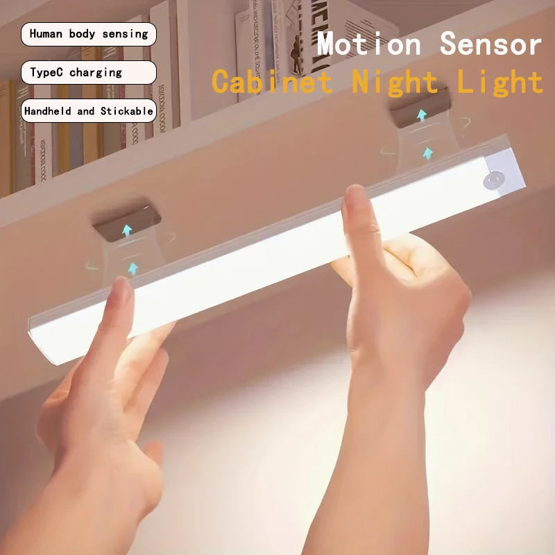 2PCS Wireless motion-sensor LED light bar, rechargeable magnetic night light corridor kitchen cabinet stairs hallway wardrobe