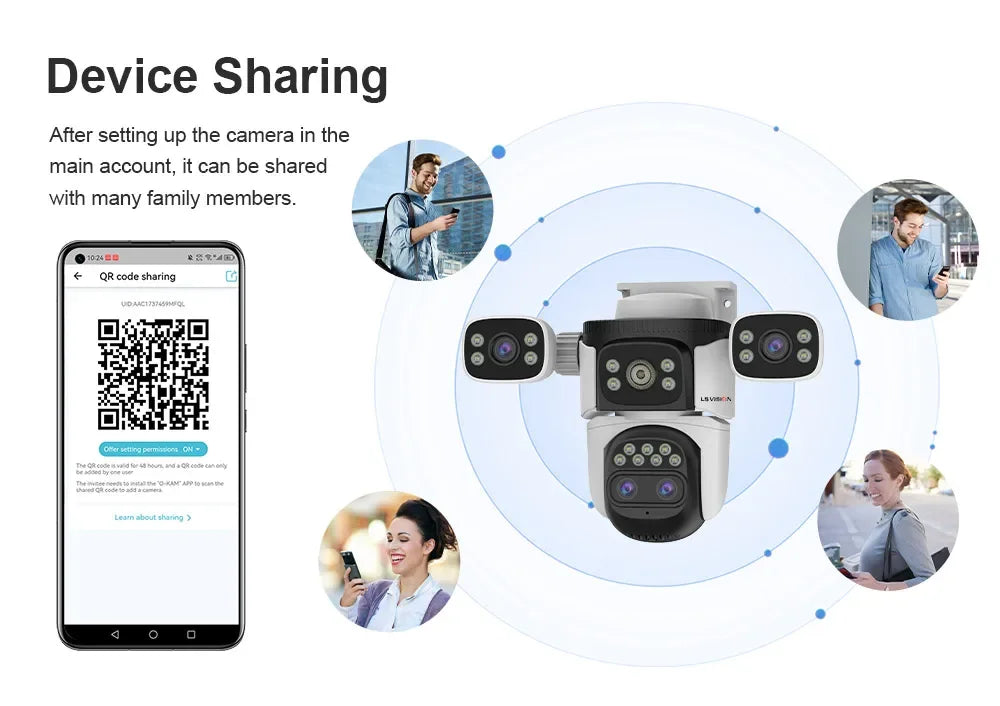LS VISION 20MP Three Screens WiFi Security Camera Outdoor 10X Optical Zoom Four Lens Human Auto Tracking Waterproof CCTV Cameras